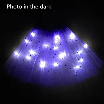 2020 m., naujosios Šviesos diodų (LED) Mergina Vaikų Drabužių Star Tutu Sijonas Princesė Šalies Tutus Tiulio Pettiskirt Vaikų Baleto Šokių Helovinas juoda