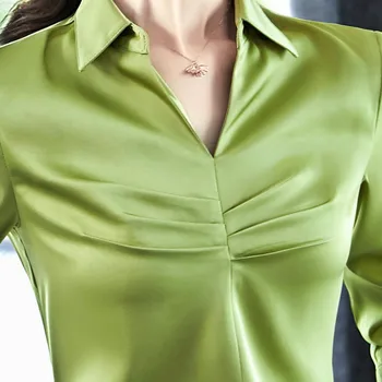 2020 M. Pavasarį Naujas Moterų V-Kaklo Marškinėliai Mados Oficialų Ilgomis Rankovėmis Šifono Palaidinės Office Ponios Temperamentas Darbo Viršūnių Mėlyna