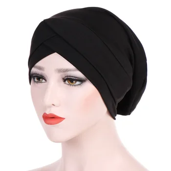 2020 Mados Moterų Modalinis Vidinis Hijab Kepurės Ruožas Turbaną Bžūp Musulmonų Kaktos Kryžiaus Underscarf Islamo Skarelė Variklio Dangčio Rait