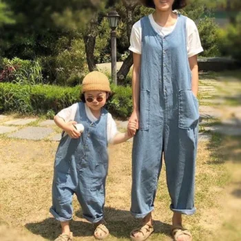 2020 metų vasaros korėjos versija, šeimos, tėvų-vaikų mados korėjos stiliaus laisvo stiliaus plonas džinsai atsitiktinis vientisas kelnės