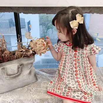 2020 metų vasaros mados suknelė kūdikių, mergaičių drabužiai Saldus kaimo stiliaus gėlių raštas šviežių gėlių suknelė vaikai suknelė mergaitėms
