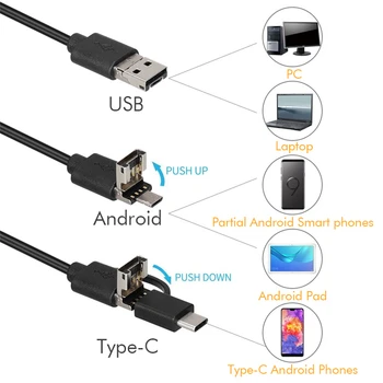 2020 Naujas 3.9 mm USB Magistralės Borescope 3 1 Tipo c lankstų endoskopą vaizdo kameros Vandeniui Tikrinimo Borescope Android PC