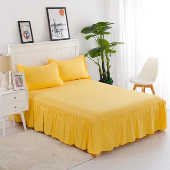 2020 naujas produktas grynos medvilnės vientisos spalvos nėrinių lova sijonas vieną gabalą, princesė stilius paprastas, super minkštas storas lova padengti