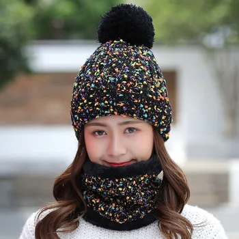 2020 Naujas Žiemos Skrybėlę Moterų Aksomo Storas Šiltas Skullies Kepuraitė Skrybėlės Lady Šeniliniai Megzti Skrybėlę Ir Skara Variklio Dangtis, Moteriškos Kepurės Jojimo Rinkiniai
