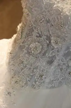 2020 Naują Atvykimo Engerla WhiteLuxury Puošnios Gėlės Ilgai Traukinio Vestuvių Suknelė Vestuvių V-Kaklo Teismas Traukinio Princesė Vestuvių Suknelės