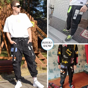 2020 Naujų Karšto Jogger Laisvalaikio Sportinės Kelnės Vyrams, Hip-Hop Streetwear Pluošto Kojų Krovinių Kelnės Mados Spausdinimo Vyrų Kelnės