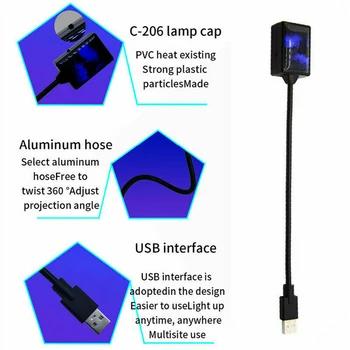 2020 Nešiojamų Automobilių Atmosferos Lempos patvaraus Plastiko Auto Interjero Sukasi Žvaigždėtas Dangus LED Projektoriaus Lempa USB Atmosfera Star Light