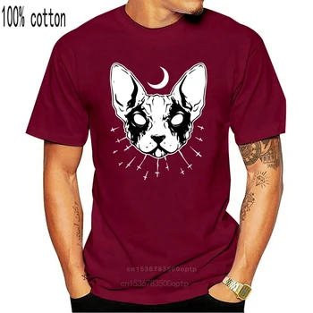 2020 Trumpas Rankovės O-Kaklo Black Metalo Katė T-shirt Sfinksų Kačių Marškinėliai Kačių Mylėtojai G Medvilnės Marškinėliai
