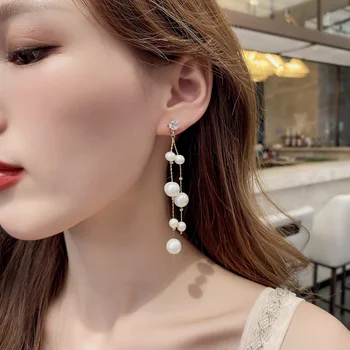 2020 Vestuvių Papuošalai Imituojamas Pearl Ilgai Lašas Auskarai Moterims Korėjos Elegantiškas Mados Kutas Bijoux Auskarai Dovanos