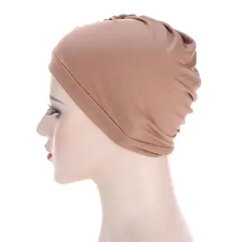 2020 vientisos Spalvos Indijos Turbaną variklio Dangčio Arabų Apvyniokite Galvą Skara Pasirengę Dėvėti Hijab Skrybėlę Musulmonų šukuosena Moterims Vidinis Hijab Kepurės