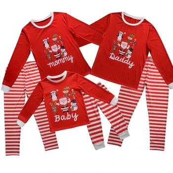2020 Šeimos Kalėdų Pajama Komplektai Kalėdos Suaugusiųjų Vaikų Pižamos naktiniai drabužiai Žiemos Kūdikių Romper Linksmų Kalėdų šeimos atitikimo komplektus
