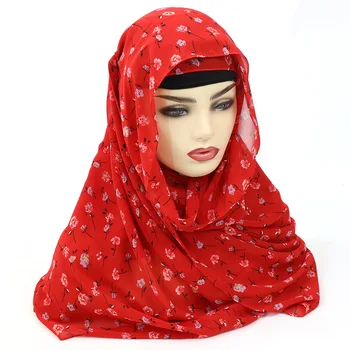 2021 Mados Musulmonišką Hidžabą Šalikas Arabų Skarelė moterų Atspausdintas Šifono Gėlių Islamas foulard skaros ir apsiaustas hijab femme