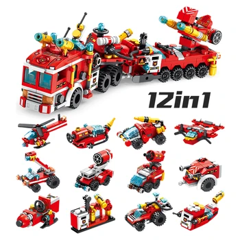 244pcs Priešgaisrinės Gelbėjimo Sunkvežimiai Automobilių Blokai Miesto Policijos, Gaisrininkų Plytos vaikų berniukų Žaislai, Kalėdų Dovanos