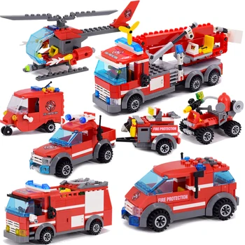 244pcs Priešgaisrinės Gelbėjimo Sunkvežimiai Automobilių Blokai Miesto Policijos, Gaisrininkų Plytos vaikų berniukų Žaislai, Kalėdų Dovanos