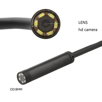 2IN1 PC USB Endoskopą Android Fotoaparatą 8mm 2/5/10M Objektyvas IP67 atsparus Vandeniui Vamzdis Borescope Endoscoop Kamera Gyvatė Vamzdžių Tikrinimo