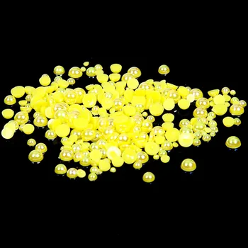 2mm; 4mm,5mm,6mm,8mm,10mm,12mm Želė citrinas rašė AB Butas atgal ABS turas Pusę Perlų karoliukai, dirbtiniai plastiko pusę perlų karoliukai
