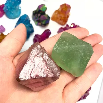 2vnt Gražus Gamtos Fluorito Kristalas Octahedron Akmens Žalias Akmuo Pavyzdys Mineralų Gydomųjų Akmenų Namų Puošybai