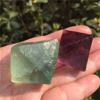 2vnt Gražus Gamtos Fluorito Kristalas Octahedron Akmens Žalias Akmuo Pavyzdys Mineralų Gydomųjų Akmenų Namų Puošybai