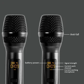 2vnt K380S Nešiojamas Belaidis Mikrofonas Karaoke KTV Šalies Muzikos Dainavimo Mikrofonai 10 kanalų Nešiojamų Belaidžiai Mikrofonai