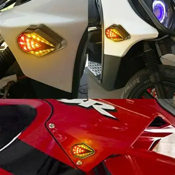2VNT LED Motociklo Posūkio Signalo Žibintai Universalus avariniai žibintai Side Mount Raudono Gintaro Rodikliai Stabdžių DRL Lemputės avariniai žibintai F