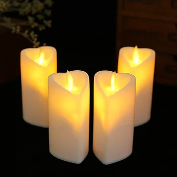 2X 11cm Širdies Formos Elektroninių Žvakių Mirgėjimas LED Arbata Šviesos Romantika Baras, Naktiniai staleliai, Lempa Kalėdų Vestuves Apšvietimo Deco