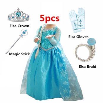 3-10Y Mergaitės Animacinių filmų Cosplay Princesė Suknelė Nauja Elsa Suknelę, Kostiumą Drabužių Kūdikiams, Vaikams, Drabužiai Princesė Suknelė