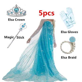 3-10Y Mergaitės Animacinių filmų Cosplay Princesė Suknelė Nauja Elsa Suknelę, Kostiumą Drabužių Kūdikiams, Vaikams, Drabužiai Princesė Suknelė