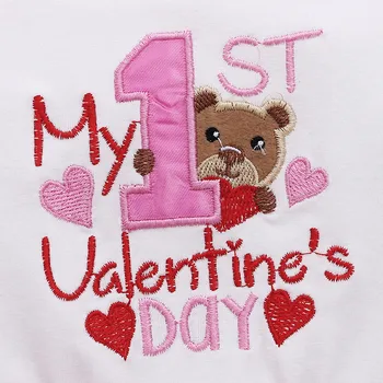 3-18Months mano pirmoji valentino diena Naujagimiui Mergaitėms ilgomis Rankovėmis Valentino Pynimas Romper Bodysuit+Lankelis Nustatyti תינוקות בנות M4
