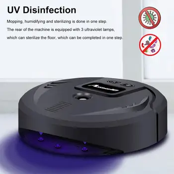 3-in-1 UV Dezinfekavimo Smart Dulkių siurblys, Platus Mopping Robotas Auto Dulkių Sterilizuoti Su Purkštuvu Tunction USB Įkrovimo