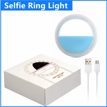 36LED Baltos Lempos USB Įkrovimo LED Selfie Žiedas Šviesos Papildomas Apšvietimas, Selfie Didinti Užpildykite Šviesa Visiems išmaniųjų telefonų