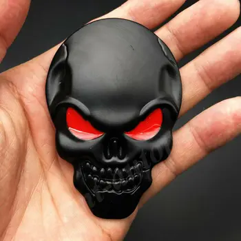3D Big Black Metalo Kaukolės Skeletas Blogio Kaulų Automobilio Logotipas Ženklelis, lipdukas, Decal
