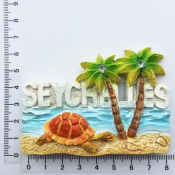 3D Dervos Šaldytuvas Magnetas Dekoro Respublika Seišelių Salos Suvenyrų Meilės Praslin Paplūdimys, Turtle Magnetas Mielas Dažytos Amatai