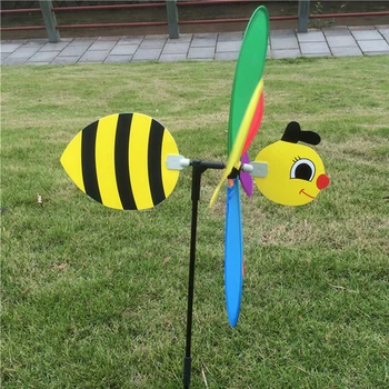 3D Didelis Bičių vėjo malūnas Vėjo Suktuko Whirligig Kieme Sodo Dekoro Pavasarį Vaikų Žaislas