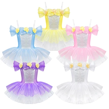 3D Gėlės Baleto Tutu Suknelė Mergaičių Gimnastikos Leotard Dancewear Baleto Drabužiai Vaikams Balerinos Kostiumu Nuolaida Baleto Tutus