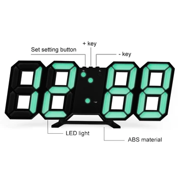 3D LED Skaitmeninis Laikrodis, Signalizacijos Žiūrėti Žėrintis Naktinis Režimas Elektroninių Stalo Laikrodis 24/12 Valandų Rodymo Žadintuvas Sienos Kabo