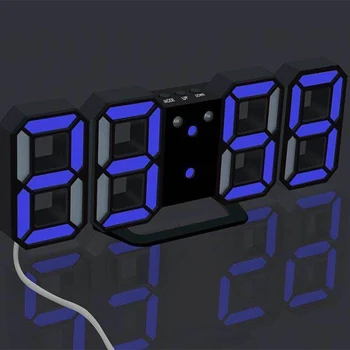 3D LED Skaitmeninis Laikrodis, Signalizacijos Žiūrėti Žėrintis Naktinis Režimas Elektroninių Stalo Laikrodis 24/12 Valandų Rodymo Žadintuvas Sienos Kabo