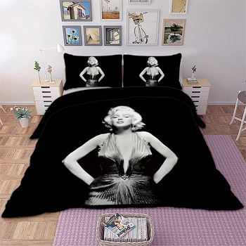 3D Marilyn Monroe Antklode padengti Seksualus Juodos spalvos Patalynės Komplektas Queen Karalius Twin Visu Dydžiu Patalyne, patalynė, 3pcs