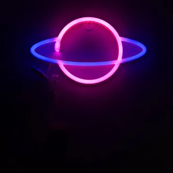 3D Planetos Baras Neoninis Ženklas Šviesos Šalies Sienos Kabo VADOVAVO Kalėdos Parduotuvė WindowArt Sienų Dekoras Neoninės Šviesos Lempa USB ir Baterija