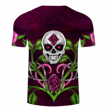 3D Spausdinimo t-shirt Gėlių ir Kaukolės Vyrų Tees Mados Trumpas Puloveriai Atsitiktinis Marškinėliai Vyrams Brand Apykaklės marškinėliai O-kaklo ZOOTOP LOKYS