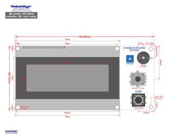 3D spausdintuvas ekranas Smart Controller RAMPŲ 1.4, Tekstas 20x4 LCD (2004), SD ir 