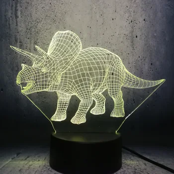 3D Triceratopsas LED Lempos dinozaurų gerbėjai filmo Pav Šviesos Spalvinga Apdaila Naktį Šviesos Vaikas Kalėdų vaikas, paauglys