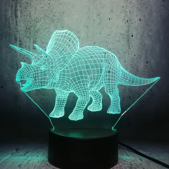 3D Triceratopsas LED Lempos dinozaurų gerbėjai filmo Pav Šviesos Spalvinga Apdaila Naktį Šviesos Vaikas Kalėdų vaikas, paauglys