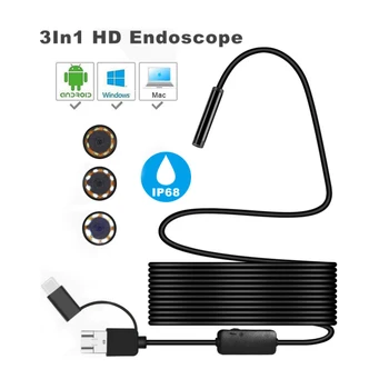 3in1 Tipas-C USB 8.0 mm Endoskopą Kamera 1080P HD USB Endoskopą 2/3.5/5M Kabelis atsparus Vandeniui Tikrinimo Borescope 
