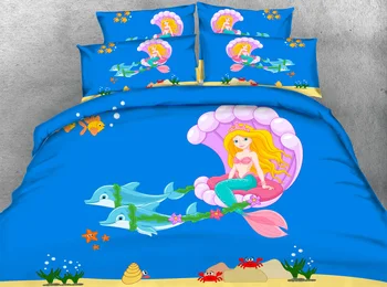 3pcs mergaičių paauglių, mėlyna ir violetinė spalvinga vandenyne, o delfinai patalynės komplektai vaikams pink space tinginys vienaragis antklode padengti nustatyti vieno