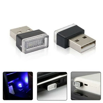 3PCS Mini Lempos Lemputė Priedai USB LED Automobilio Salono Šviesos Neonas Atmosfera Aplinkos