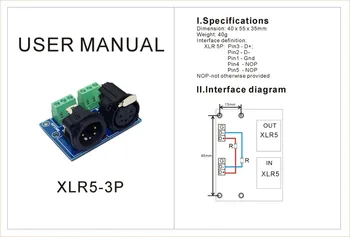 3pin Terminalo Adapteris Jungtis, 3P į XLR5 Keitikliai Plokštės Naudojamos DMX512 Valdytojas