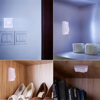 3W COB LED šviesos Sienos Jungiklis Wireless Spinta Belaidžius Pritemdomi Nakties Žibintas su baterijomis, virtuvė lempos LB88