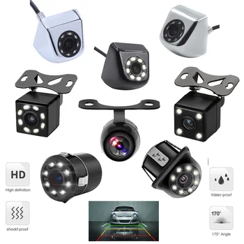4/8 LED šviesos, Automobilio Galinio vaizdo Kamera, Naktinio Matymo Vandeniui Auto Stovėjimo Camera Atgal HD Laido 170 Laipsnių atbulinės eigos kamera