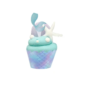 40pcs jūros undinė cupcake wrapper topper undinė šalis pagal sea shell žvaigždė cupcake baby shower mergina 1st birthday party