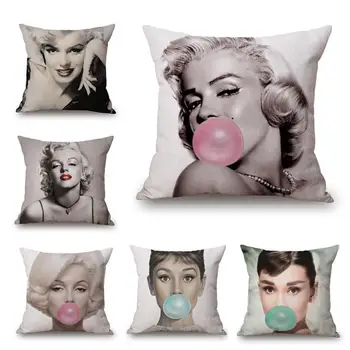 45*45cm Pagalvėlė Padengti Monroe Hepburn Modelis Užvalkalas Spausdinti Dekoratyviniai pagalvių Užvalkalai Trumpas Pliušas Pagalvės, Dangteliai sofa-lova, Kėdės